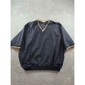 Clark Gregory Windbreaker Jacket Mens XXL Black V-Neck Short Sleeve Made In USA